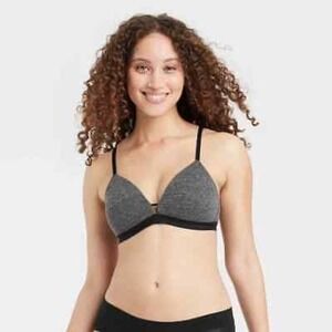 NEW Auden Grey & Black Lightly Lined Wirefree‎ Bra, Size 34DD